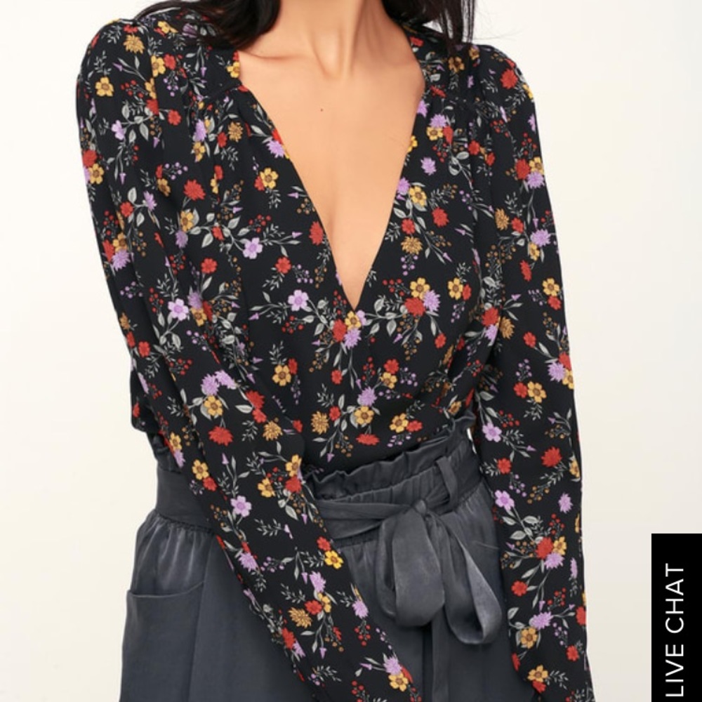 Astr Long sleeve floral bodysuit